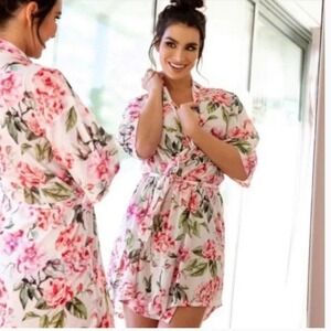 Show Me Your MuMu Brie Robe Coverup Pink Floral O/S